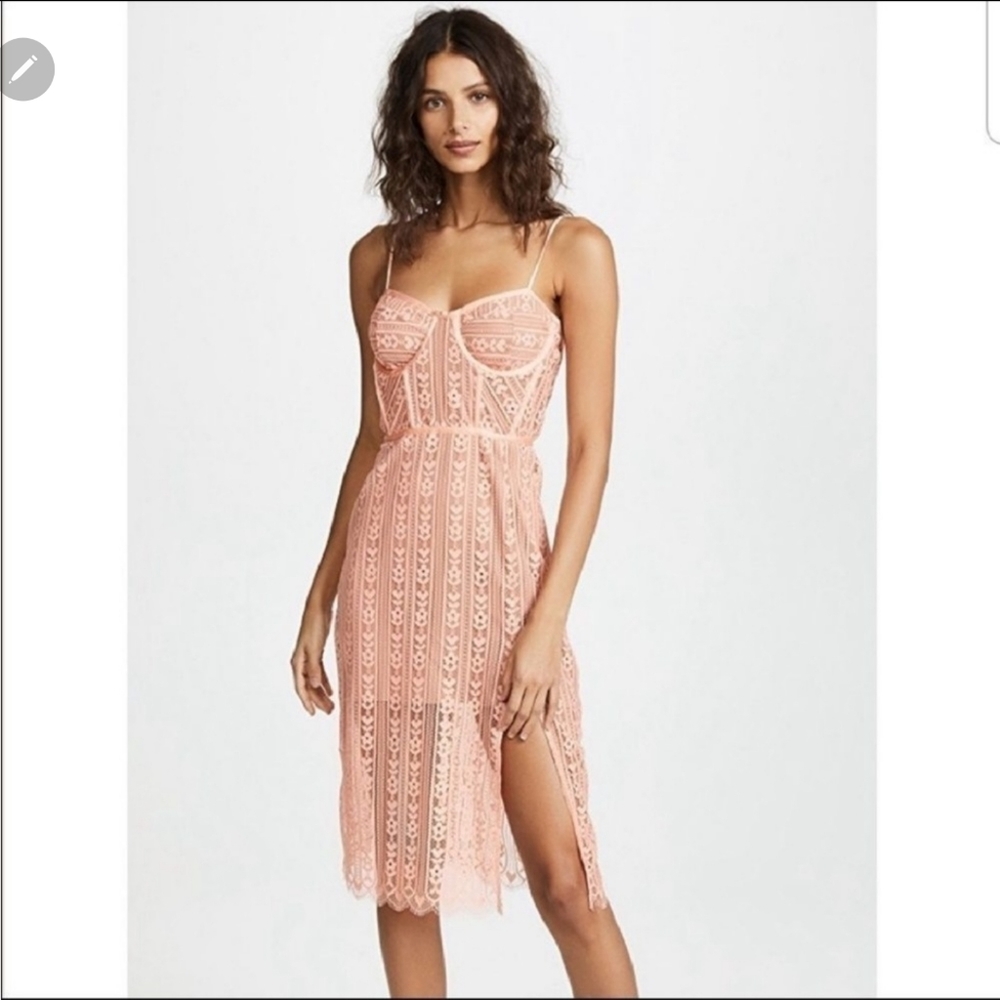 🍋For Love and Lemons Dakota Peach Lace Midi Dress